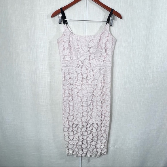 Milly Satin Lined Pink Crochet Event Party Evening Dress Size 6 - Picture 4 of 13